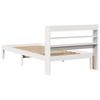 Vidaxl Bed Frame with Headboard, White, 75X190 Cm, Solid Pine Wood
