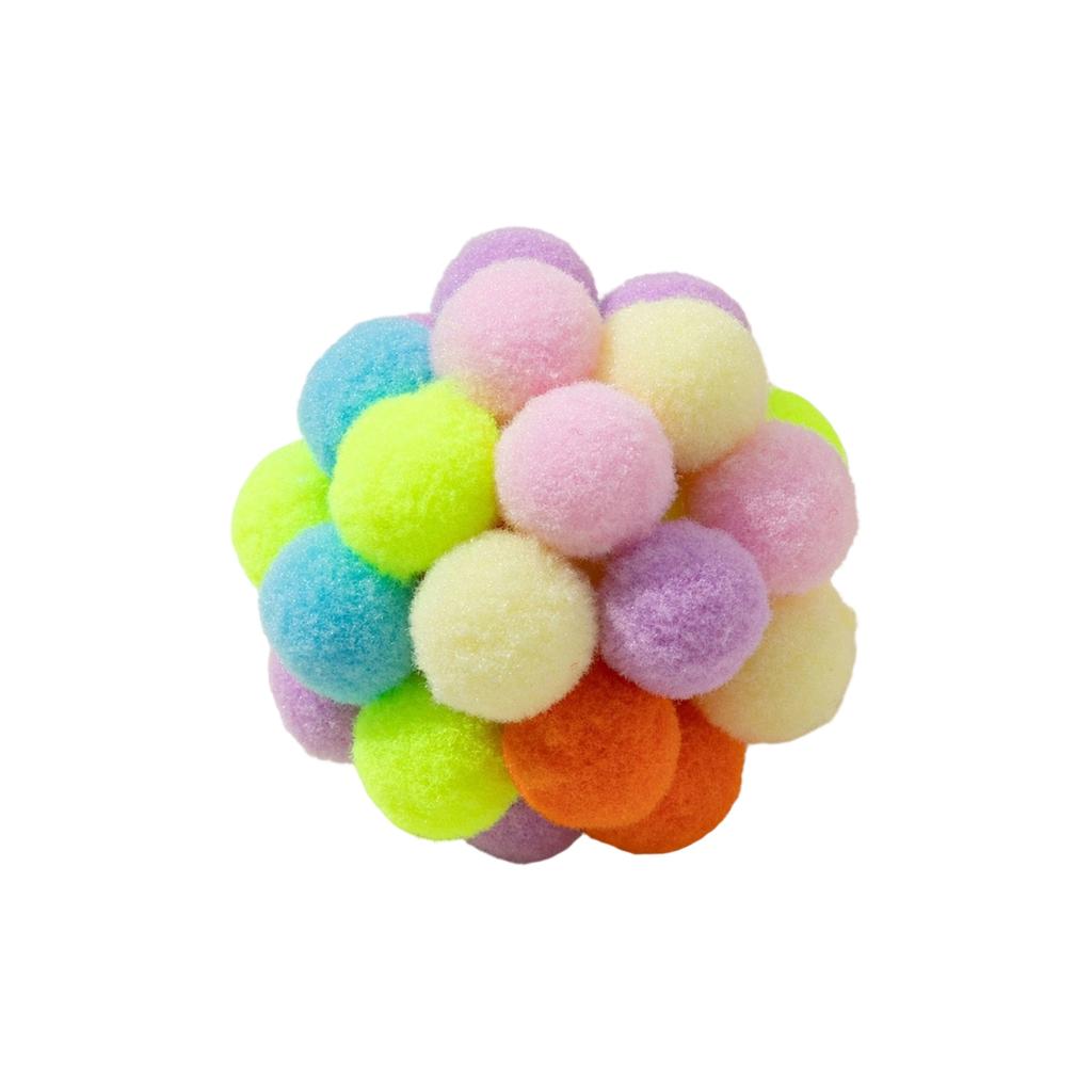 5cm In Diameter Colorful Furry  Teaser Ball,  Handmade Interactive Ball, Pet Toy For Boredom Relief