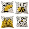 45x45cm Bee Sunflower Pillowcase Spring Cotton Linen Home Living Room Sofa Decoration Cushion Cover