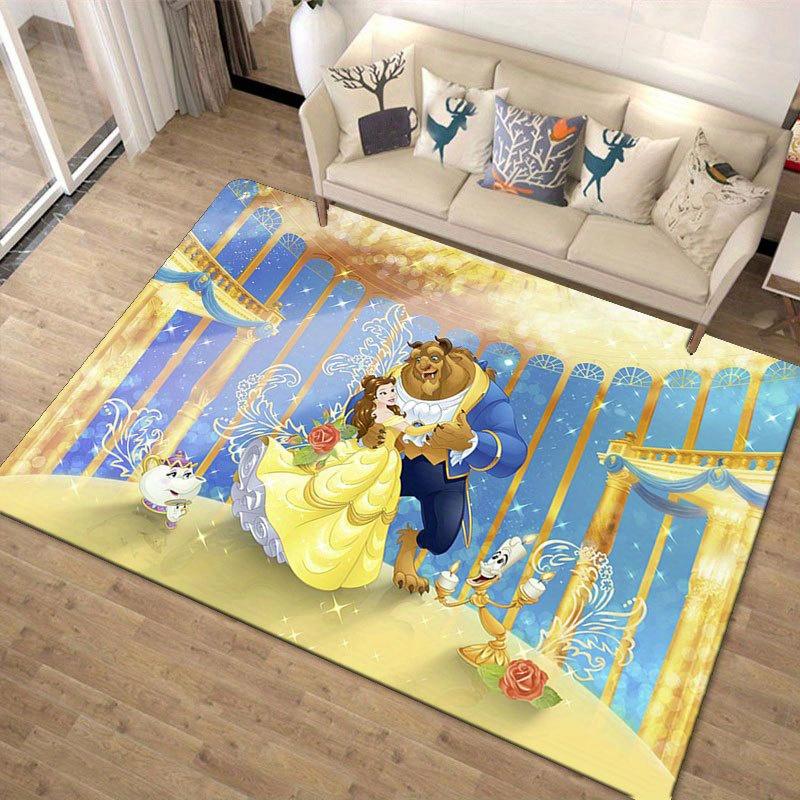 1 Stück Disney Die Schöne und das Biest Muster Teppich Bereichsteppich Rutschfester Teppich Handwaschbar Fußmatte Geeignet für Wohnzimmer Schlafzimmer Heimdekoration