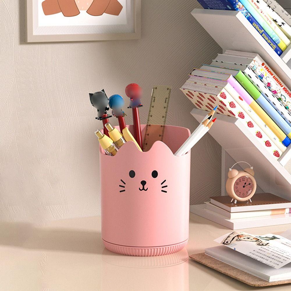 

Phone Holder Pencil Holder 360 Degree Rotating Pencil Display Cup Office/School Supplies розовый