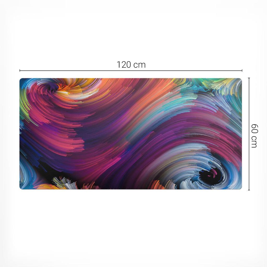 Gaming Protective Mat Under Keyboard and Mouse Swirling Colors 120X60 Cm