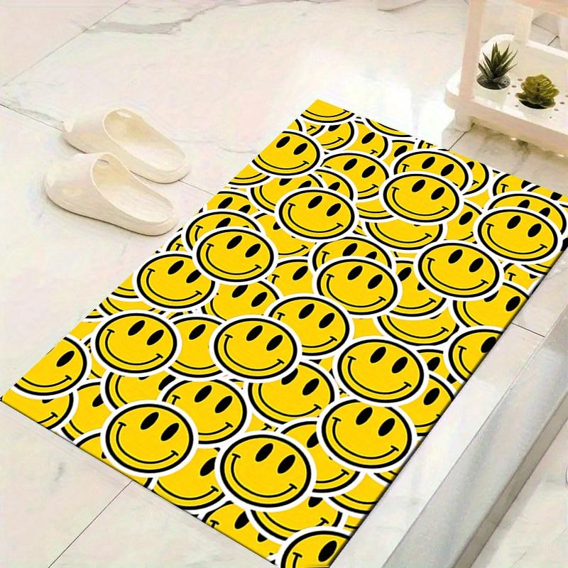 

1pc Yellow joyful Face Pattern Area Rug, Anti Slip Non Shedding Stain Resistant Carpet 60cm by 90cm