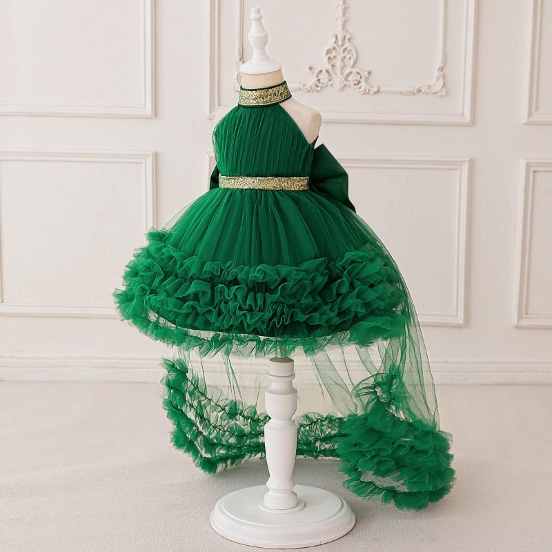 Baby Mädchen Tüll Pageant Kleid Ärmellos Pailletten Schleife Prinzessin Stil 1-3 Jahre Alt Party Taufe Hochzeit