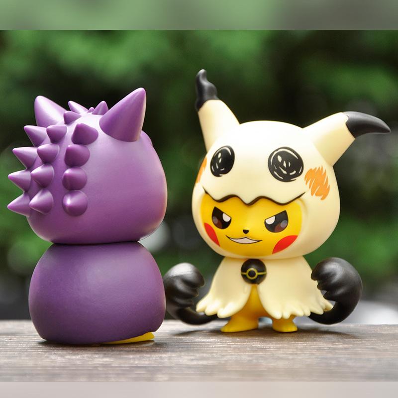 6Pcs/1Set Pocket Monsters Anime Figure Kawaii Pikachu Cosplay In Disguise Action Figures PVC Collection Model Dolls Toy Gift