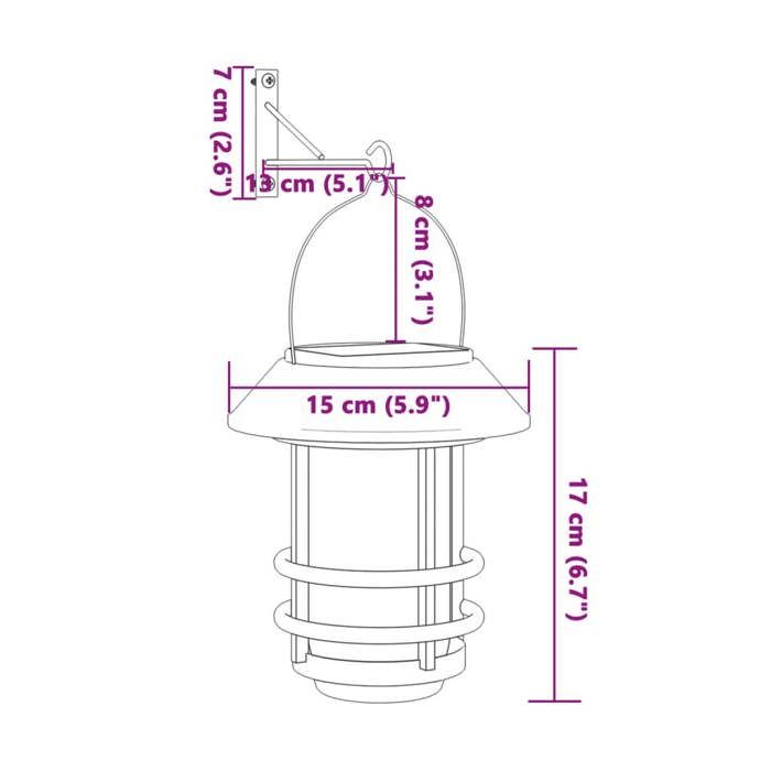 VidaXL Lanternes murales solaires d’extérieur 2 pcs blanc chaud, lanterne solaire murale de jardin, lampe solaire murale 4008185