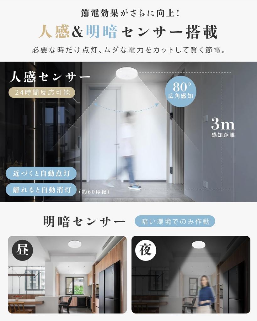 COMFORT ZONE Motion Sensor Ceiling Light, Compact LED Light, Automatic OnOff, Easy Installation, No Construction Required, Energy-Saving, Long-Life