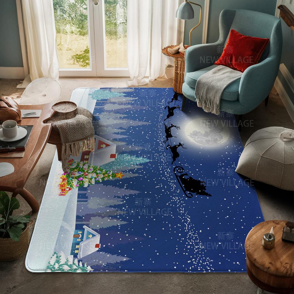 House Entrance Carpet Home Door Mat Living Room Bath Foot Bathroom Non-slip Water Absorption Rugs Bath Merry Christmas Winter