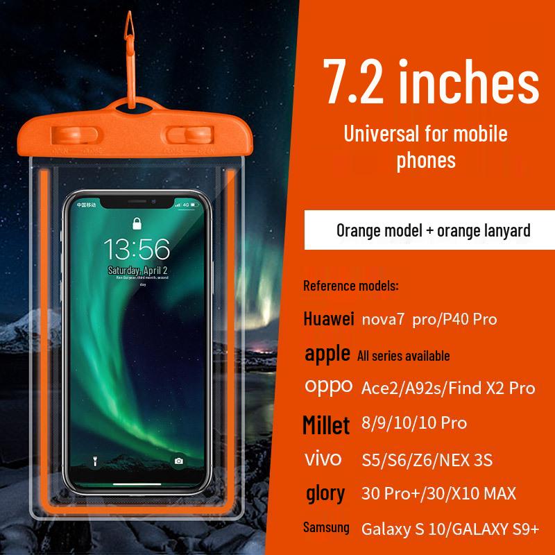 Luminous Waterproof Phone Case with Touch Screen for Swimming and Rafting.