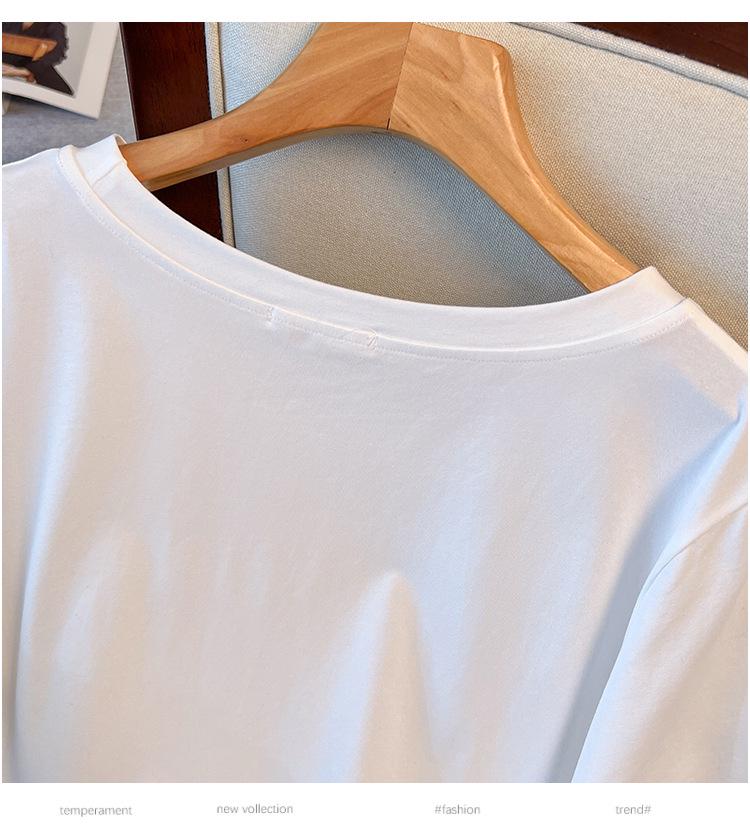 Women's Plus Size Loose Fit Mid-Length Round Neck T-Shirt, Short-Sleeved (Sizes 200/300/350 jin)