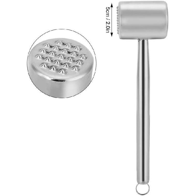 Attendrizator de Carne din Oțel Inoxidabil, Ciocan de Carne pentru Uz Greu, Ciocan de Carne cu Două Fețe, Attendrizator pentru Frăgezirea Fripturii, Vitei, Puiului, Mielului și Tocăturii