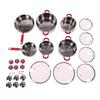 6PCS Cookware Set with Glass Lids Stainless Steel Kitchen Pots and Pans Set for All Cooktops Daily Cooking Red