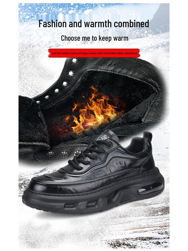 Vyriški natūralios odos universalūs laisvalaikio batai - Aukštos klasės, minkštas padas, neslystantys, su pliusiniu pamušalu, rudens/žiemos