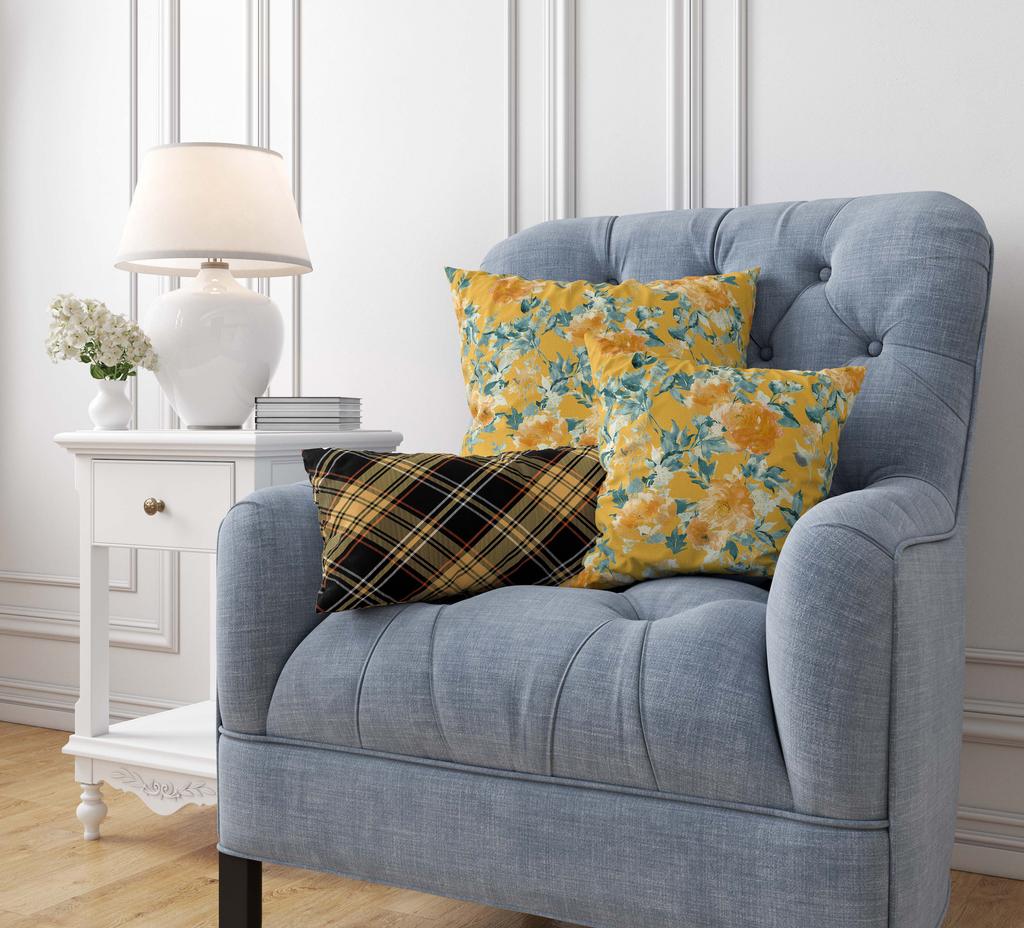 Vargottam Luxury, Printed Mustard Yellow Cushion  Covers,  Decorative Pillow  Covers,  Square  Throw Pillowcase