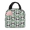 Cartoon Panda And Bamboo Pattern Insulated Lunch Bag for Women Kids Portable Food Boxes Thermal Lunch Box Tote