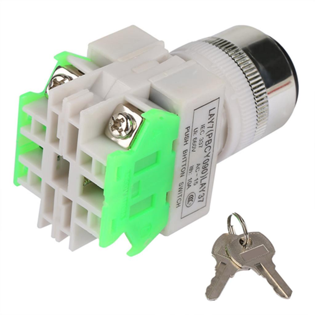 3 Position Key Operated Rotary Switch 2 Keys 22mm Mount LAY3720Y31