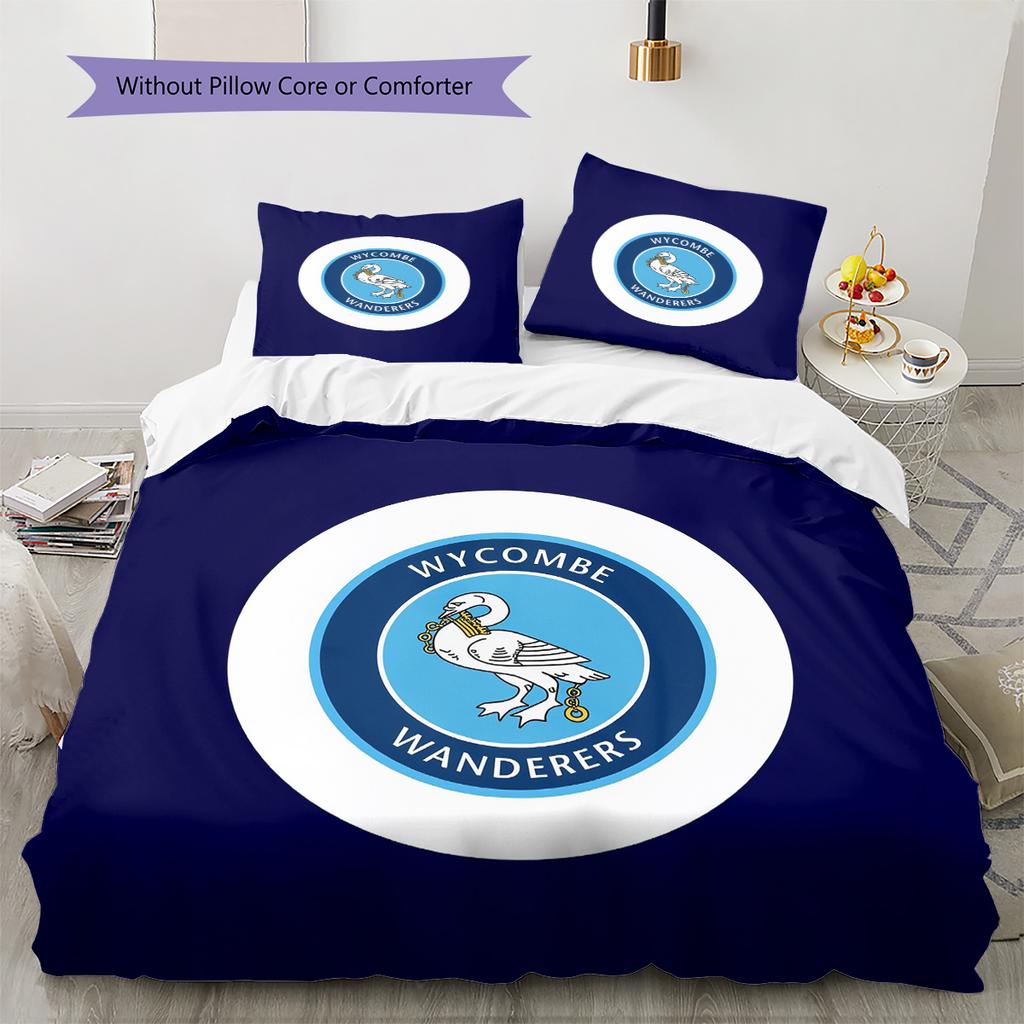 Wycombe Wanderers Pattern Bedding Quilt Set Home Decoration Gift (1 * Duvet Cover + 2 * Pillowcase Without Core)