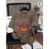 Hand Picked Strawberry Flowers Printed Washed T-Shirt Woman Cotton Summer T Shirts Sport Clothes Loose Short Sleeve