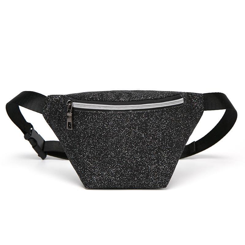 Fashionable Pure Color Chest Bag With Shiny Sequins And Soft Pu Leather For Women