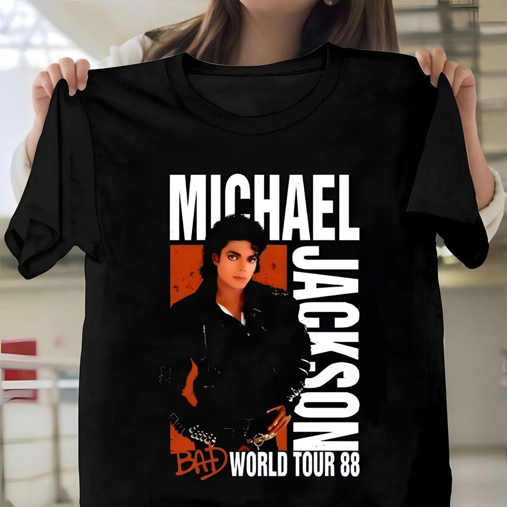 Michael Jackson Bad Tour 88 Maglietta Unisex Classica Vintage Boxy Maglietta Commemorativa