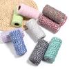 100M/roll Colored Cotton Rope Two-color Mixed Knitted Rope for Wedding Home Decoratio Gift Packaging Making Making Handcrafts