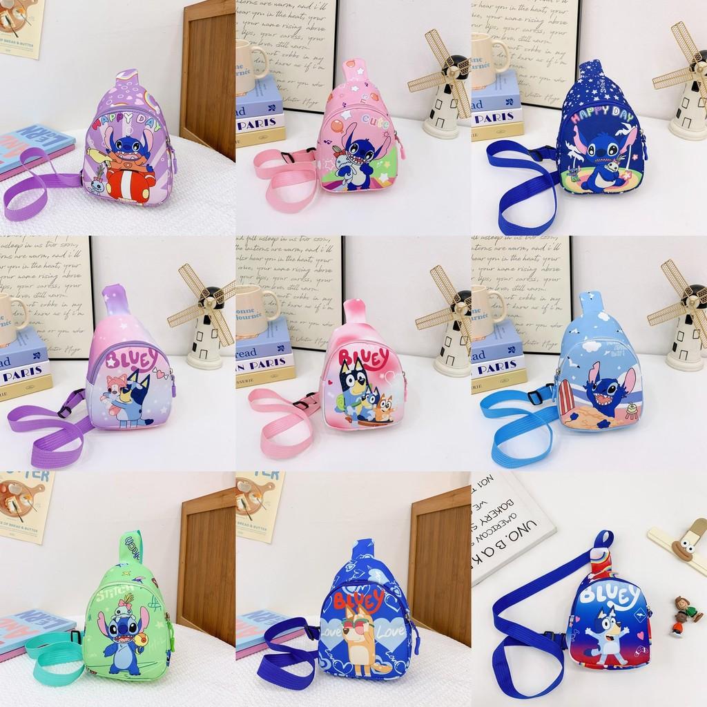 Bluey Stitch Cartoon Kids Mini Shoulder Bag With Breathable Nylon For Daily Use
