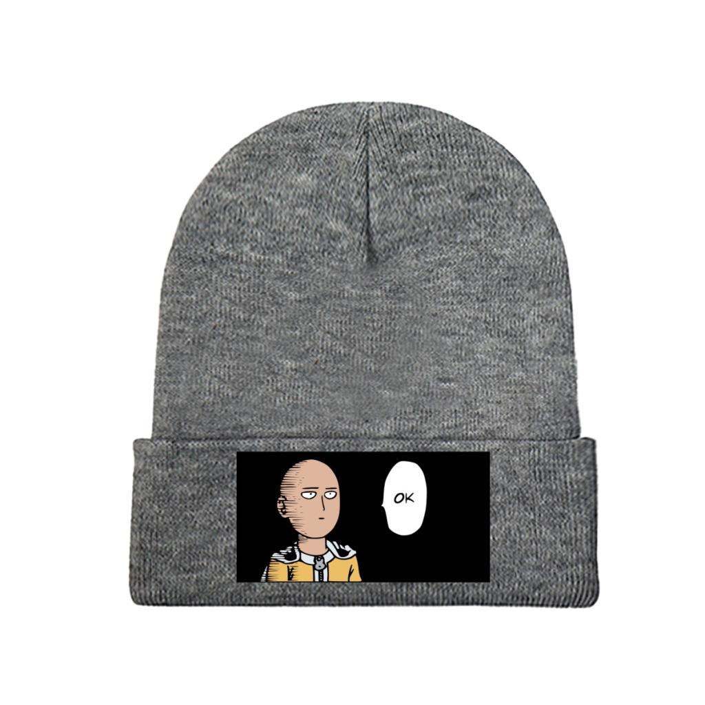One Punch Man Manga Knitted Caps for Women Unisex Beanie Autumn Winter Hats Saitama Ok Anime Crochet Cap