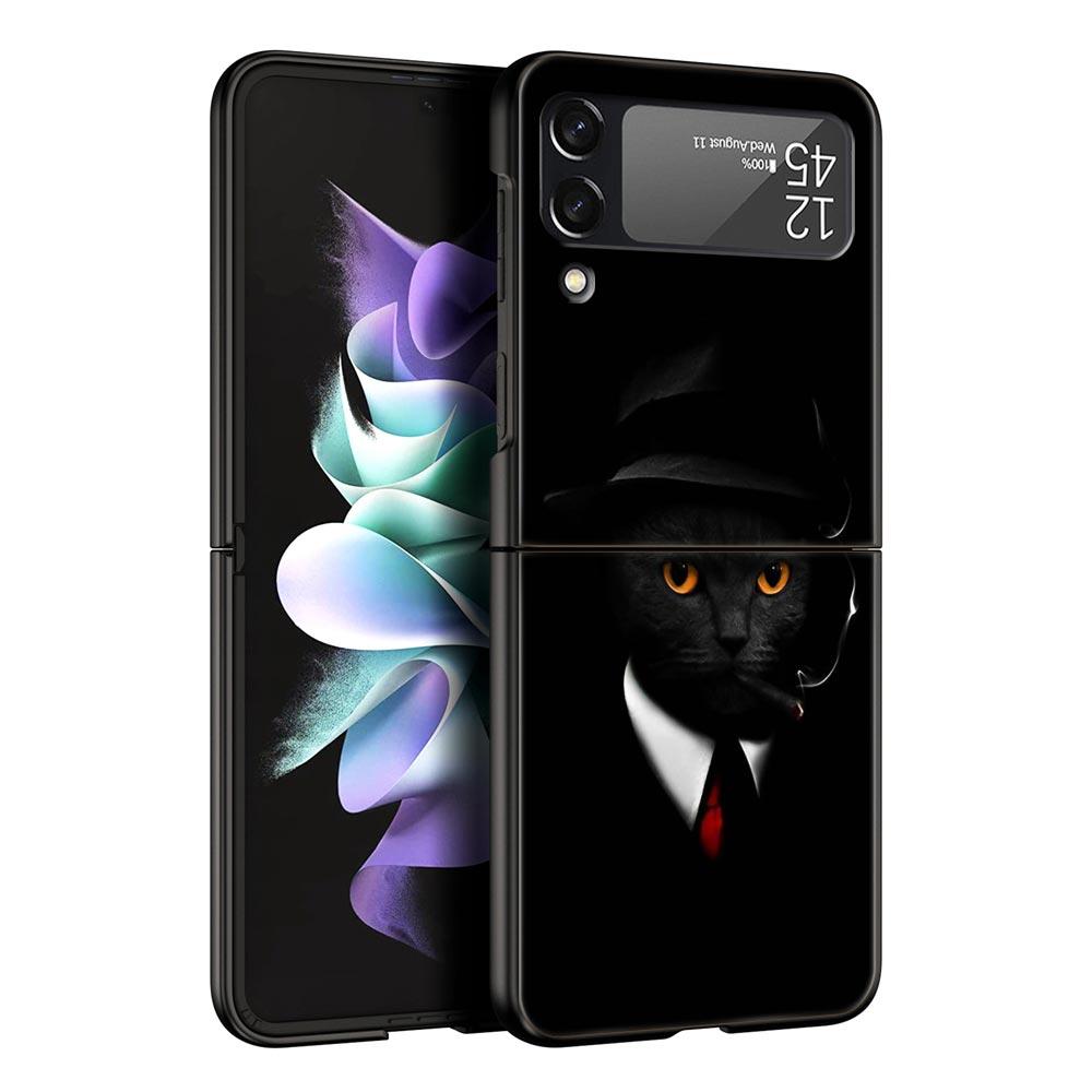 Z Flip 4 Phone Case for Samsung Galaxy Z Flip 3 5G ZFlip3 Flip3 zflip Flip4 Black Hard Cover Lion Tiger king monkey animal Shell