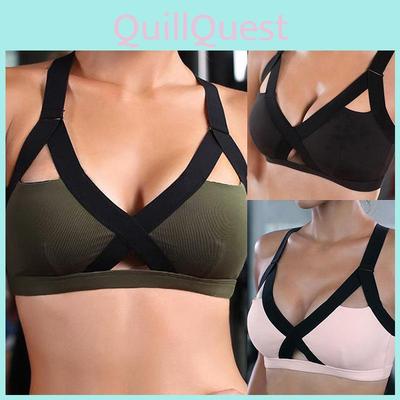 Comfortabele sportbeha voor dames met gekruiste bandjes aan de voorkant en effen kleur, ideaal voor yoga.