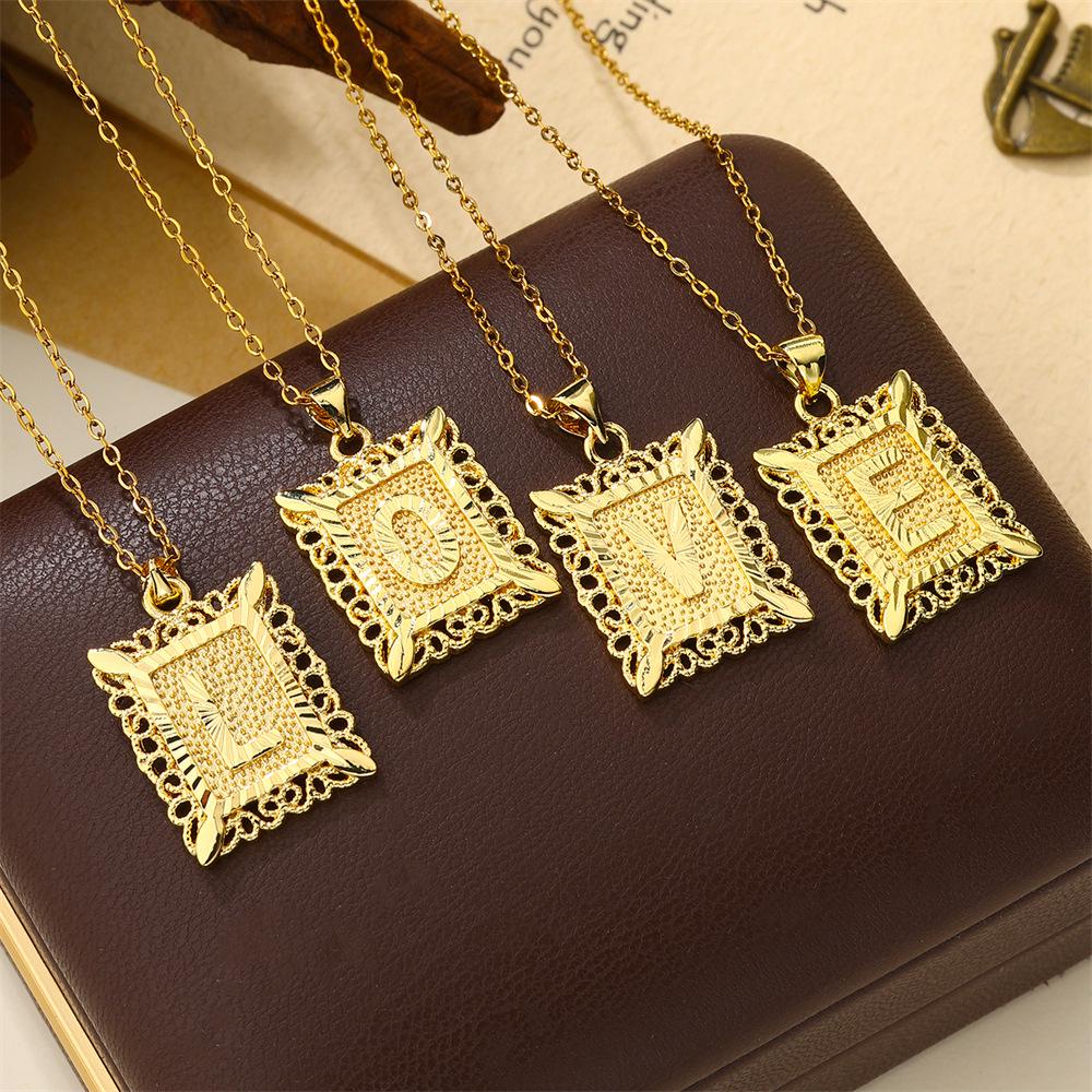 26-Letter Stainless Steel Necklace with Copper Pendant - European & American Fashion for Men