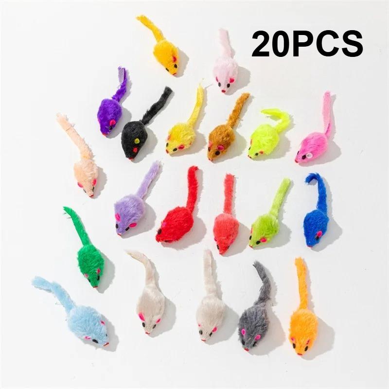 10/20PCS Rabbit Cat Toys Rainbow Feathered Mouse Fun Interactive Play For Kittens And Adult Cats