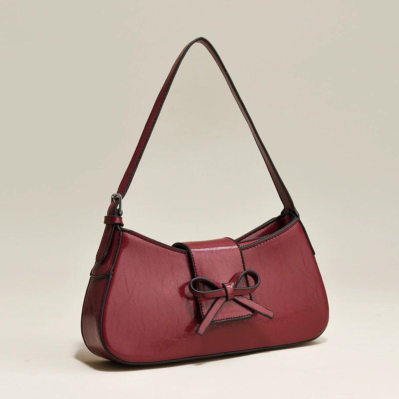 

Leopard Pattern Bow Underarm Bag Women Texture Versatile Commuter Shoulder Bag Ladies Crossbody Bags вина червоного кольору