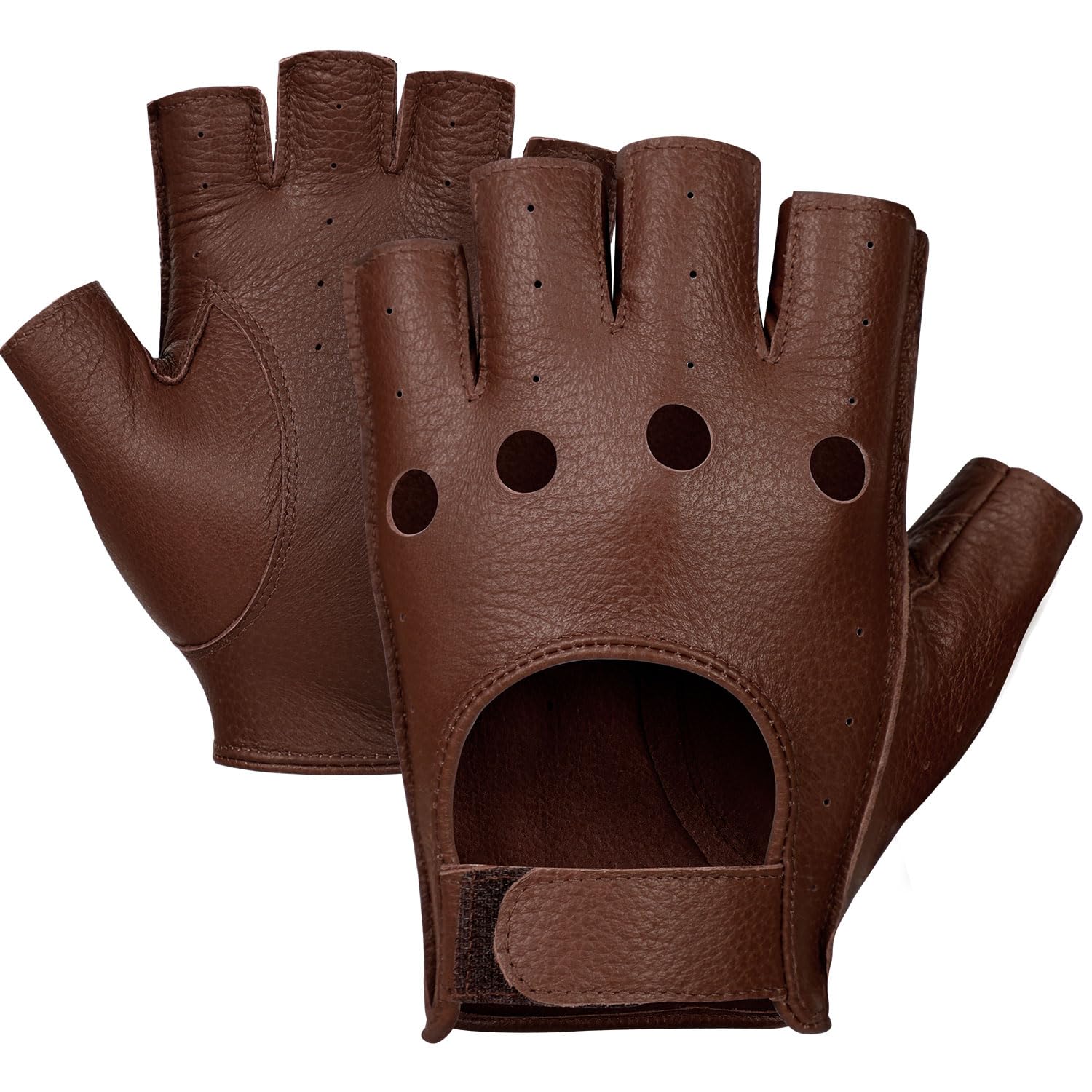 

GSG Leather Driving Deerskin Perfect for Summer and Popular and Model 24007 Men s Half-Finger Gloves, Leather, Fingerless, Driving, Cars, Motorcycles,