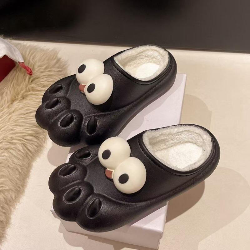 New cotton drag cat paws winter indoor slippers big eye slippers women s winter wear non-slip home slippers 36-37