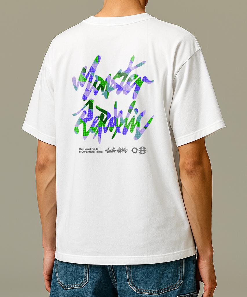 MONSTER REPUBLIC Vintage Circle Logo Mix Blue T-Shirt White_8106