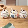 Ceramic seasoning Kitchen salt seasoning  Storage box set Household good-looking oil-splashed chili  Seasoning