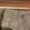 Elegant Zirconia Heart Earrings for Women, French Niche Design, Slimming Effect for Round Faces