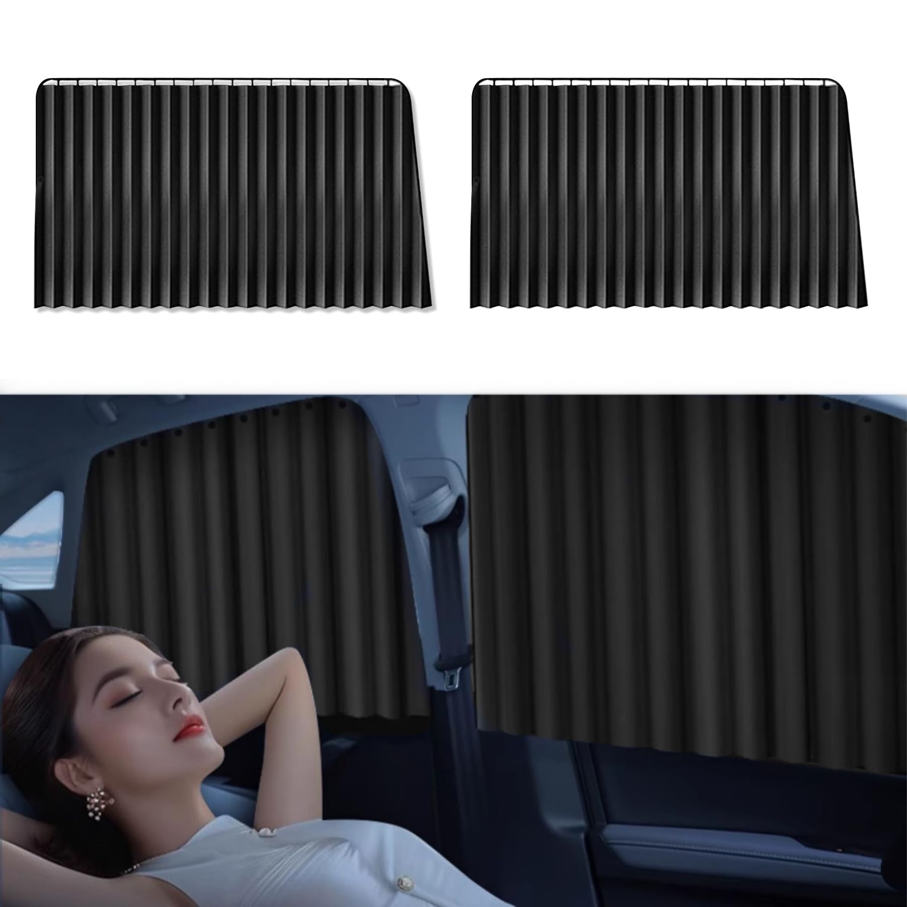 

COBIVI Car Curtain, Magnet, Sleeping in the Car, Curtain, Shading Side, Pleated Sunshade, Privacy Set of 2