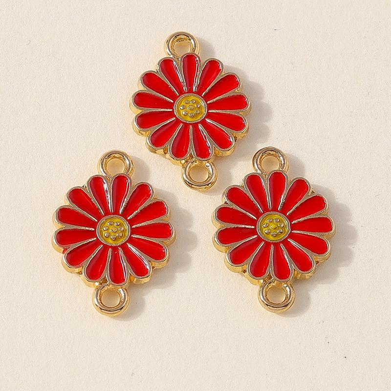 Leslie 10 Stück Bunte Doppel Loch Gänseblümchen Anhänger Für Schmuckherstellung Armband Halskette DIY Schlüsselanhänger Anhänger