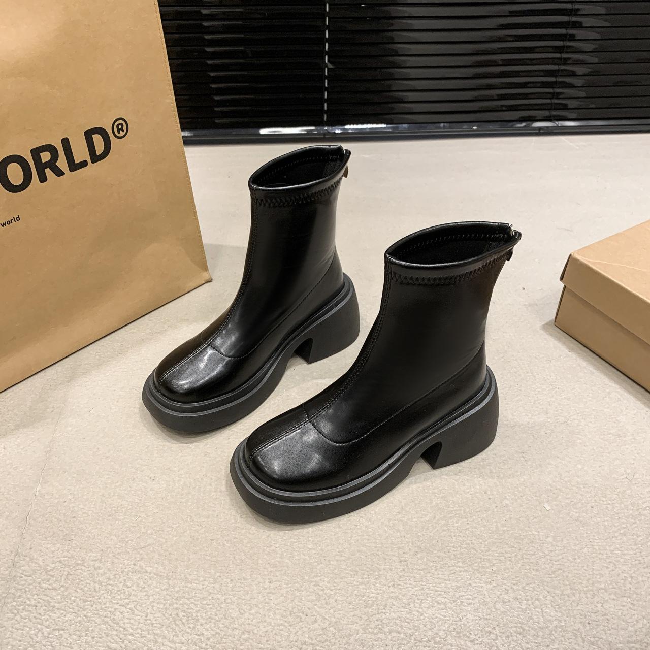 

Женские ботинки Мартина на молнии сзади, удобные, мягкие, эластичные, модные, нескользящие, износостойкие, шикарные, сто выдающихся туфель для увеличения роста 40 чёрный