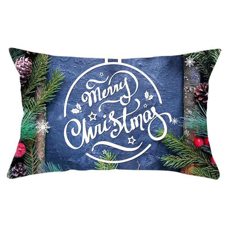 Green Series Christmas Peach Skin Printed Waist Pillowcase Square Sofa Pillowcase Office Pillowcase