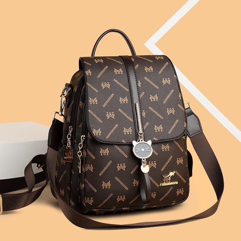 Soft leather backpack women s summer new bag large capacity fashion trend travel backpack cross