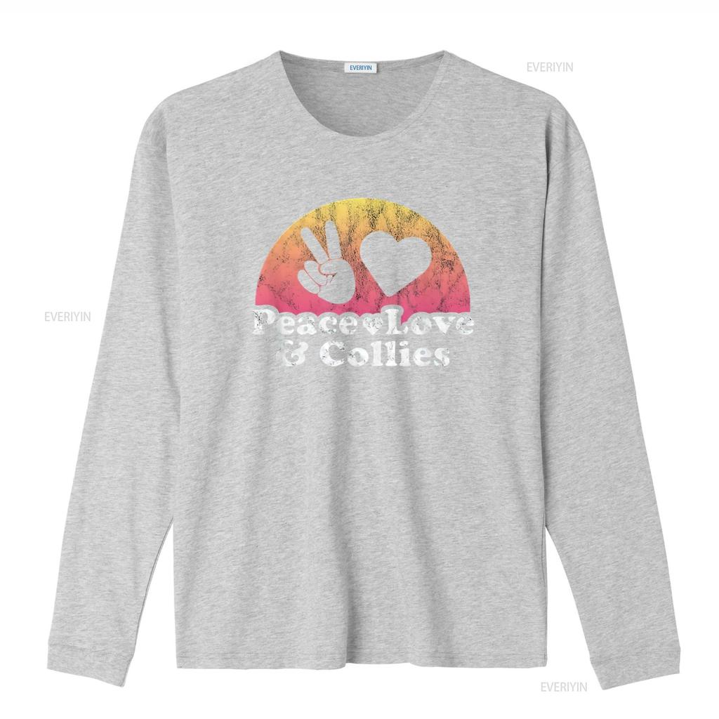 Womens Peace Love and Collies Collie T Shirt Black Large vintage Washed Versatile Breathable homme graphic Unisex Stylish