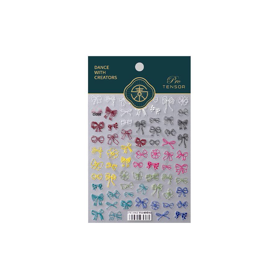 TS-3962 Minimalist Bowknot Nail Art Stickers - Colorful Adhesive Accessories