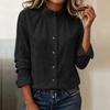 Camisa Casual de Manga Larga con Botones para Mujer Color Ajuste Relajado Cuello Blusa