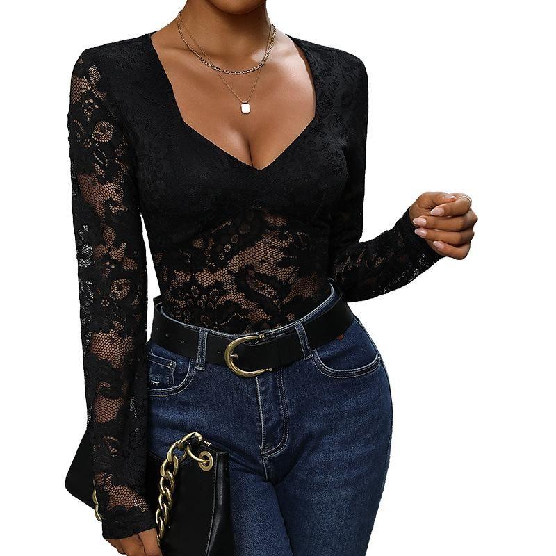 European and American Spring Summer Women clothes Solid Sexy Long sleeve Jumpsuit Sexy Long Sleeved Jumpsuit