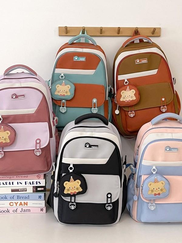 Schoolbag Schoolbag Female Ins Cute Junior High School Students Versatile Contrasting Color Backpack Simple Small Fresh Large Capacity Backpack