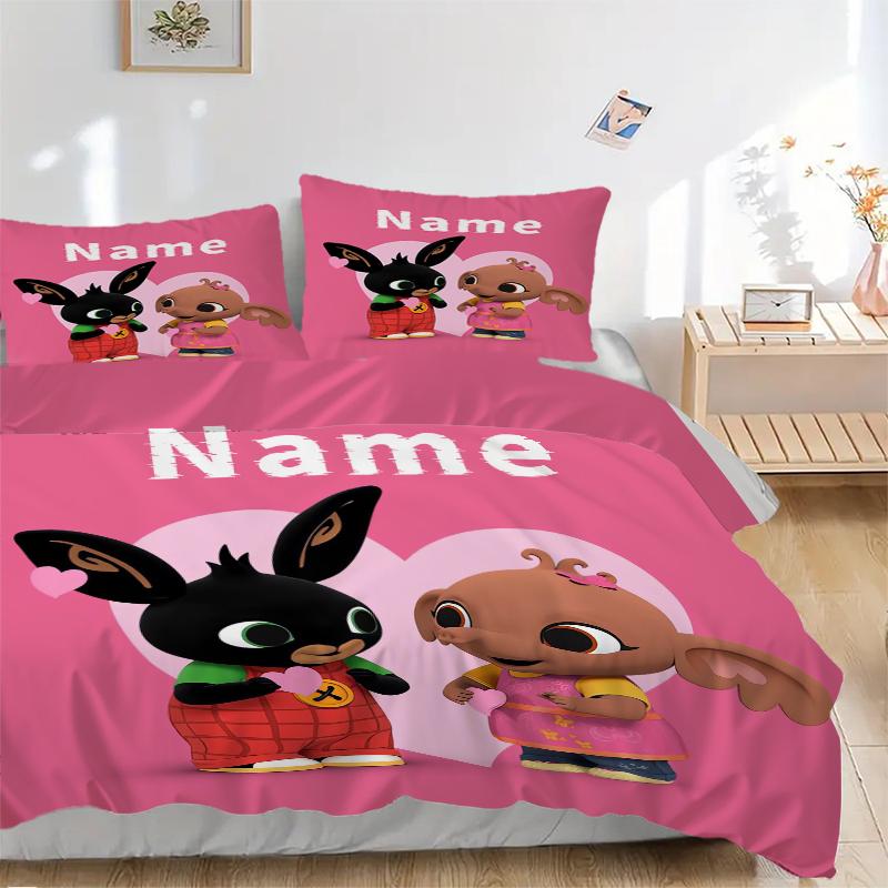 Custom Textile Bunny Friends Bedding 3 Piece Set HD Print Duvet Cover Pillowcases for Teens Adult Bedroom Decoration