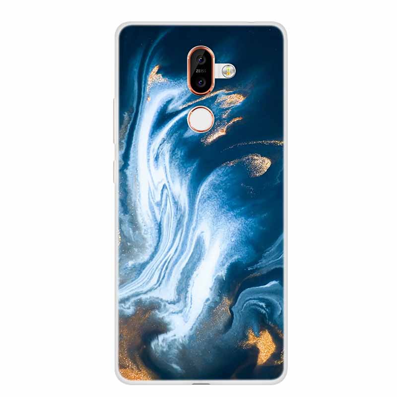 För Nokia 7 Plus Fodral Marmor Mjuk Silikon Baksida Telefonfodral Modefodral Coque Nokia7 Plus Stötsäkert Fundas