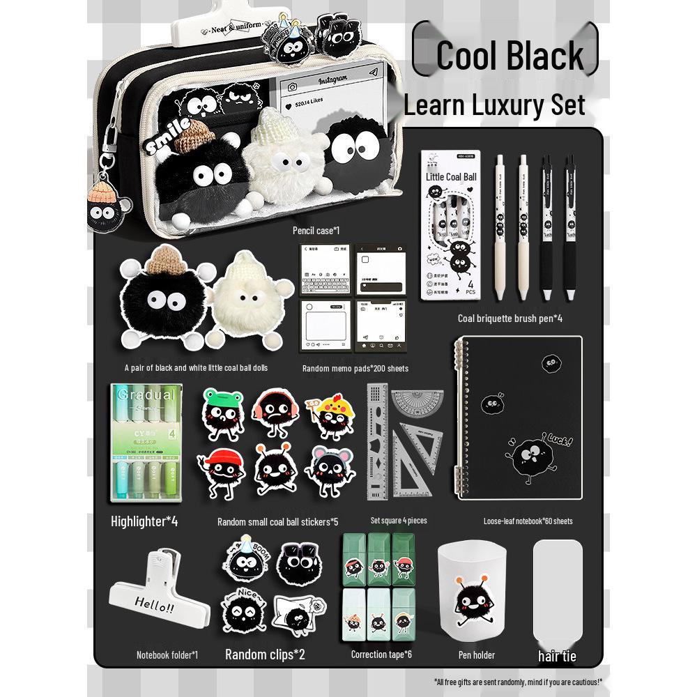 2026 Large Capacity 13-Layer Coal Ball Pencil Case - Trendy Stationery Box for Boys & Girls